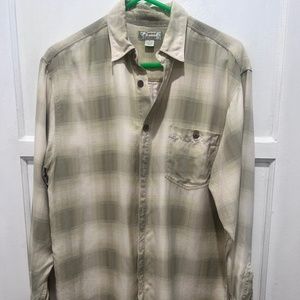 Men's Shirt Tommy Bahama - cream / olive Silk- Size Small